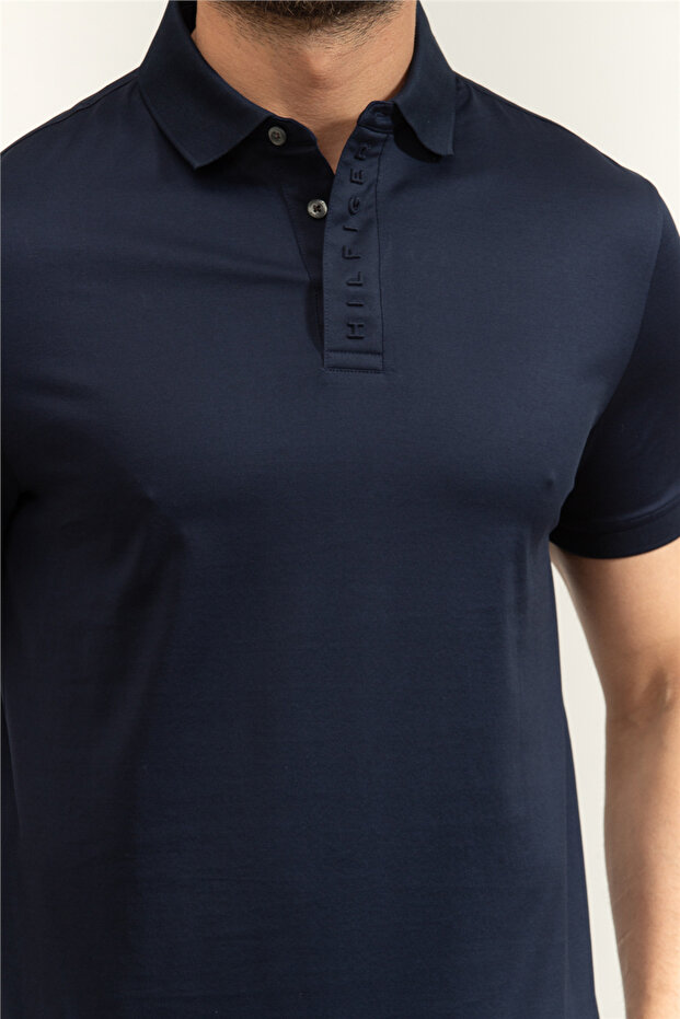 Hidden Placket Detail Reg Polo Erkek Polo Yaka T-Shirt Mavi - 5