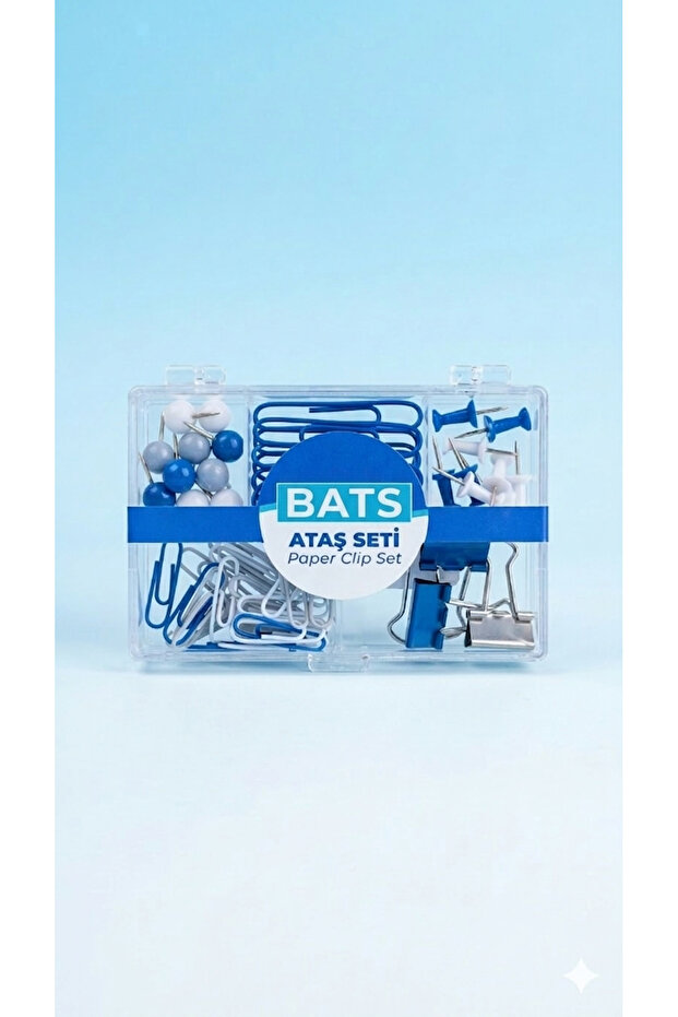 Set of 5 Blue and White Color Clips, Map Nails, Fasteners