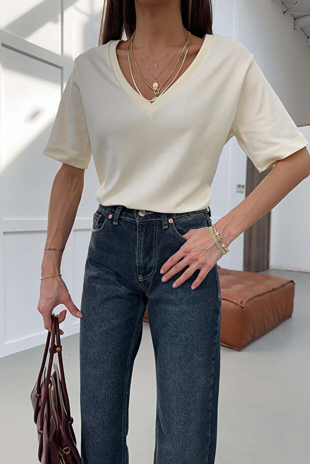 V-Neck Oversized Tshirt Yellow