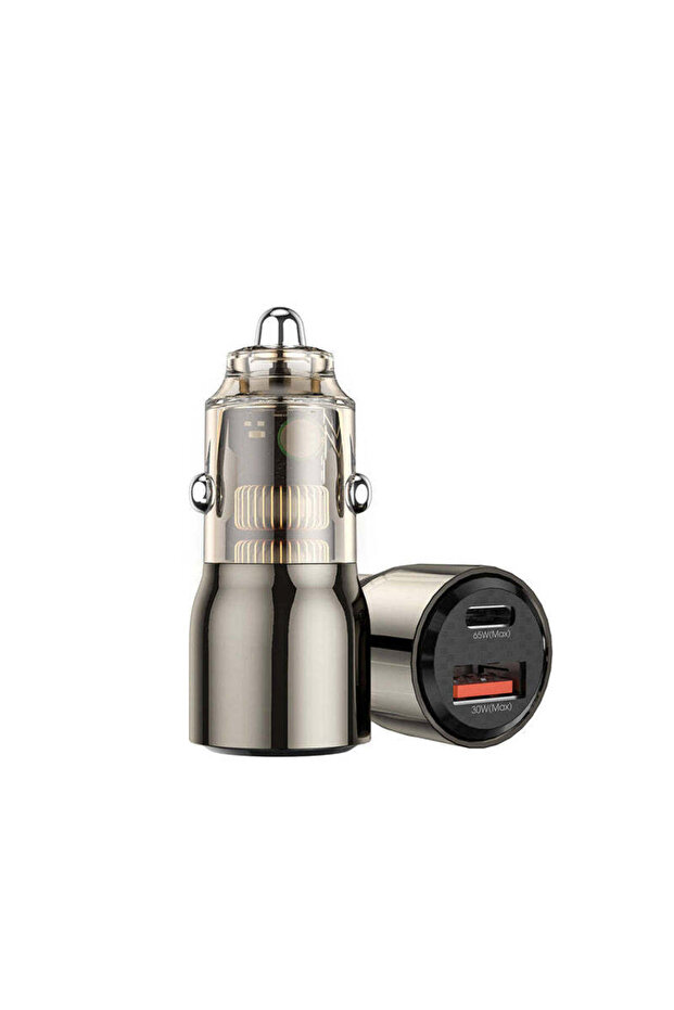 Wi-QC012 95W PD+QC Kirsite Geek Fast Car Charger USB+Type-C - Transparent Black