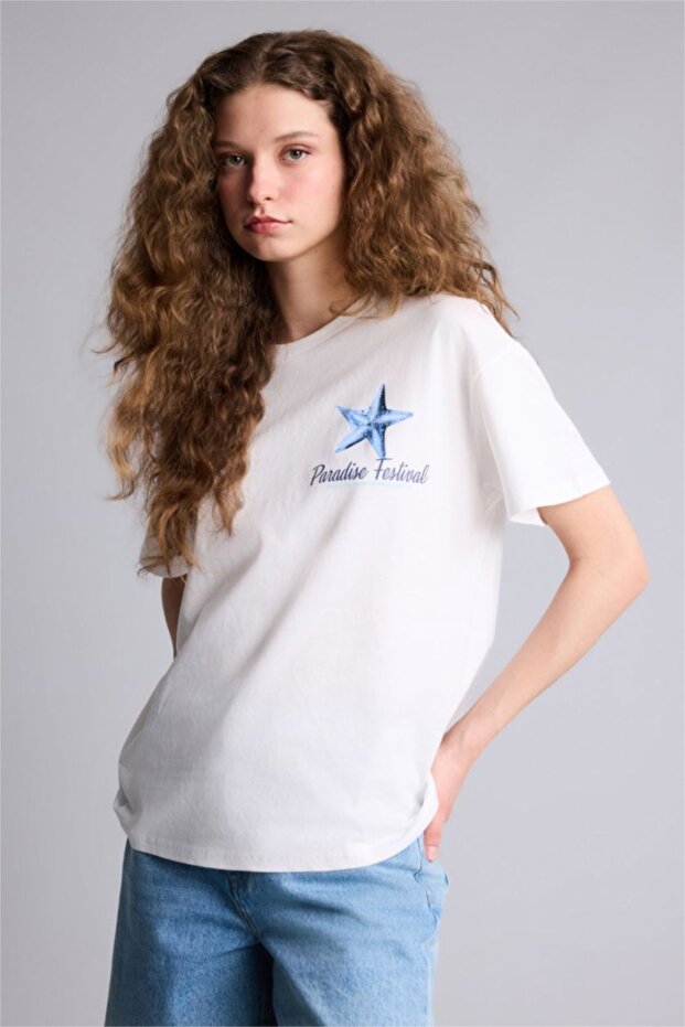 100% Cotton Oversized Back Printed T-Shirt G9005Ax26Sm