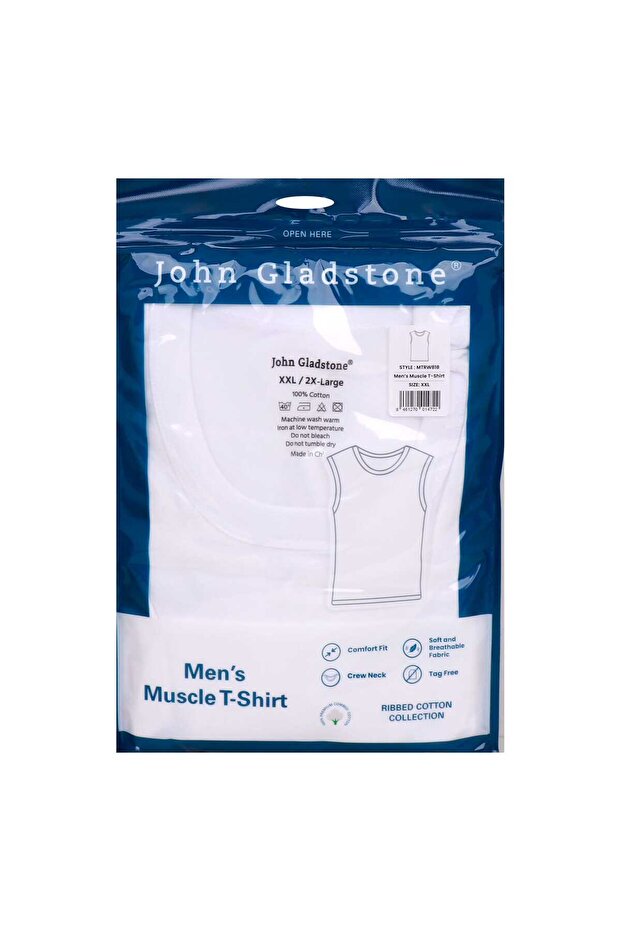 Ribbed Cotton Men's Crew Neck Muscle Fit T-Shirt, 2XL