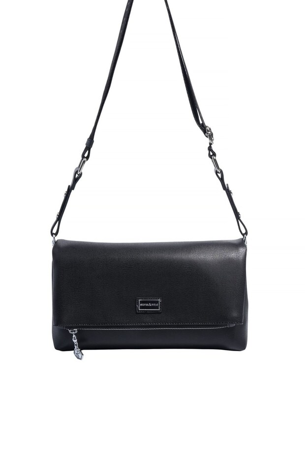 Black - Black Plain Women's Crossbody Bag Sp1278