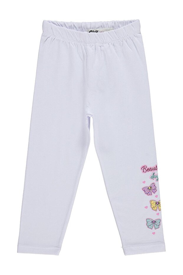 Beautiful Day Printed Leggings for 2-5 Years - White