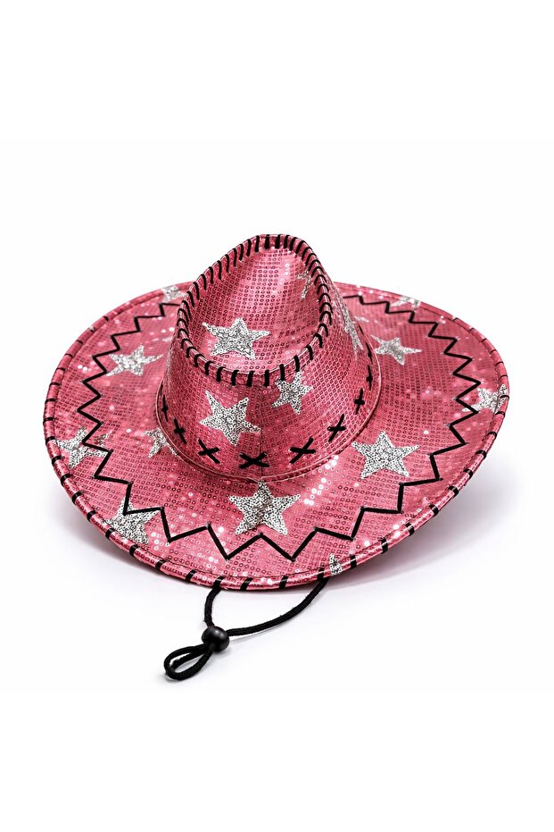 pullu kovboy parti şapkası - 1