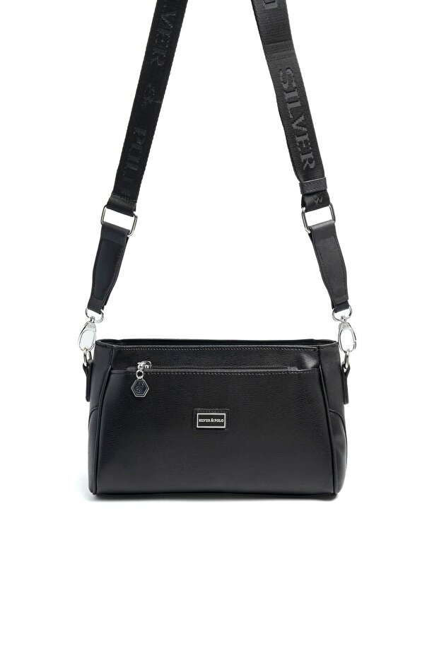 Black - Black Plain Women's Crossbody Bag Sp1273