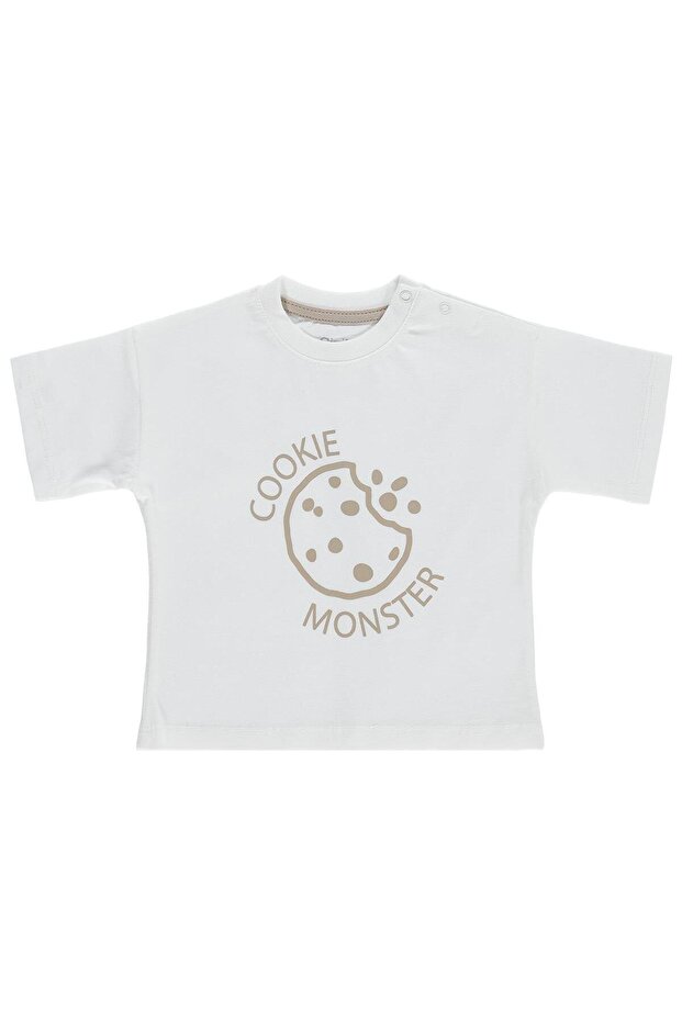 Cookie Monster 3-12 Months T-Shirt - Ecru 3-6 Months
