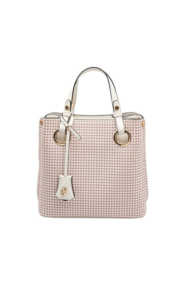 Burgundy - Bone Crow's Feet Plaid Women's Handbag Sp975