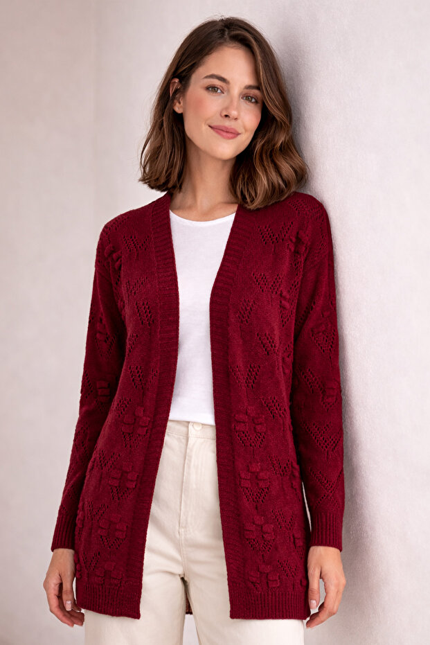 Summer Cotton Cardigan R4551 Claret Red