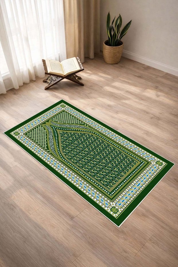 Classic Mihrap Patterned Digital Print Pcs Non-Slip Sole Washable Prayer Rug