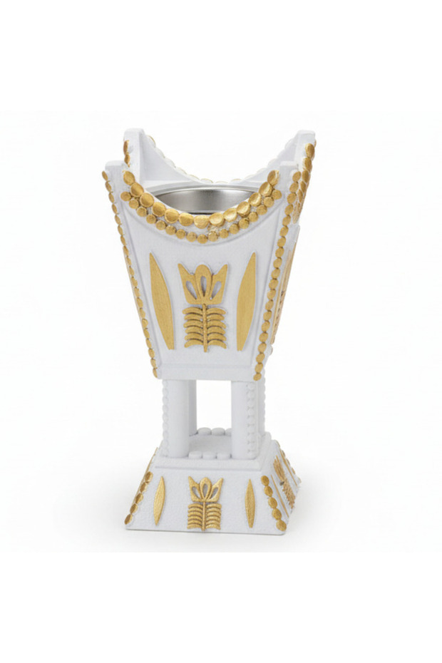 White Ceramic Incense Burner with Golden Shade Accent