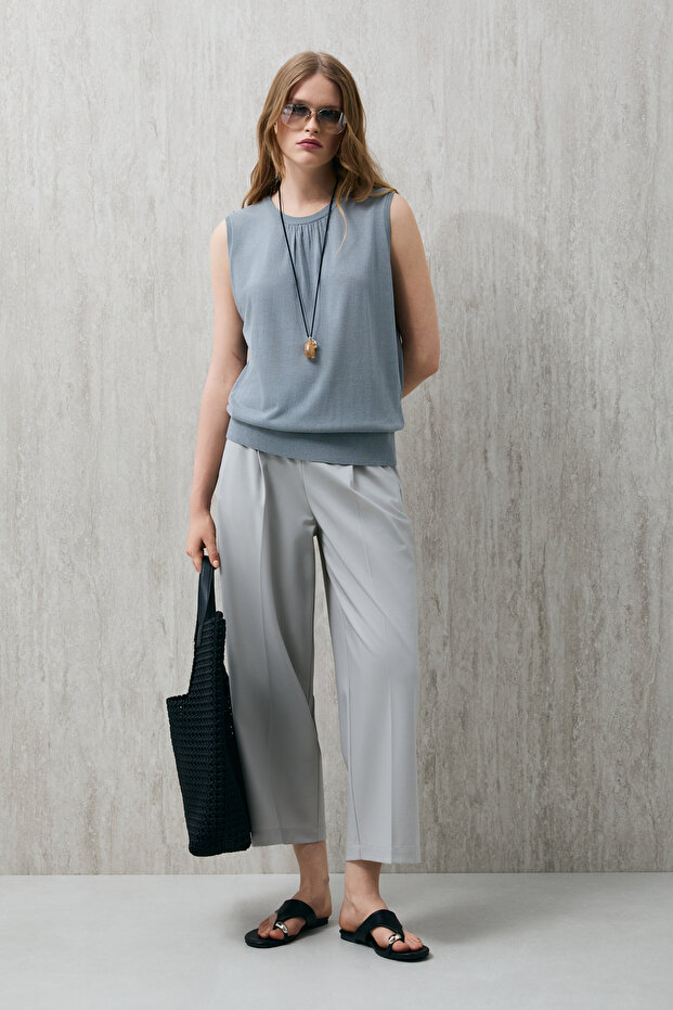 Perla Kadın Triko Atlet Mavi - 2