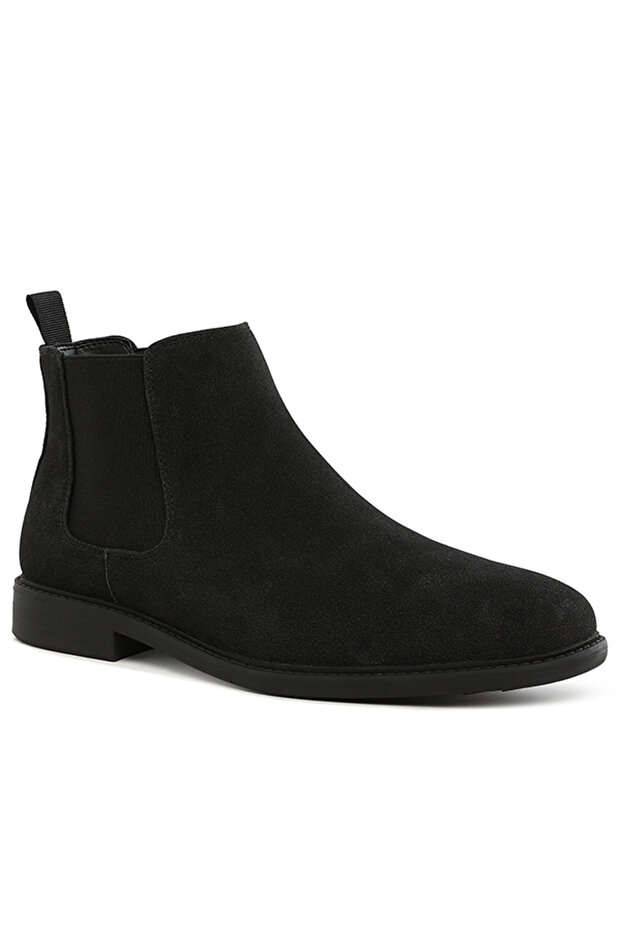 Men's Faux Leather Chelsea Boots in Black