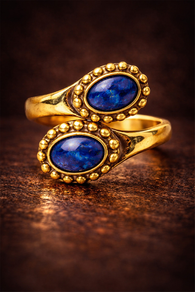 Natural Stone Brass Ring