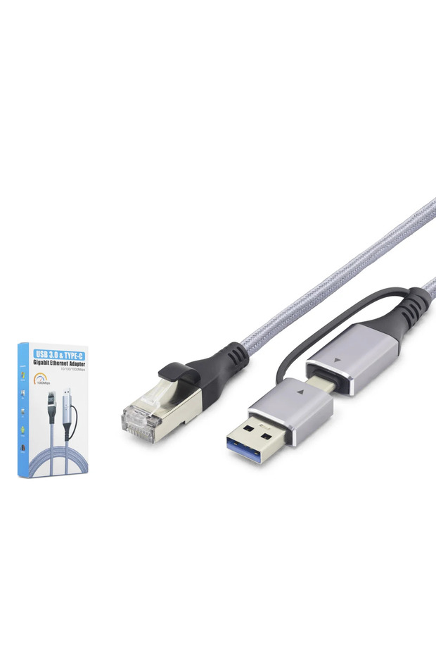 محول إيثرنت جيجابت يو إس بي 3.0 و تايب سي - رمادي HDX7876