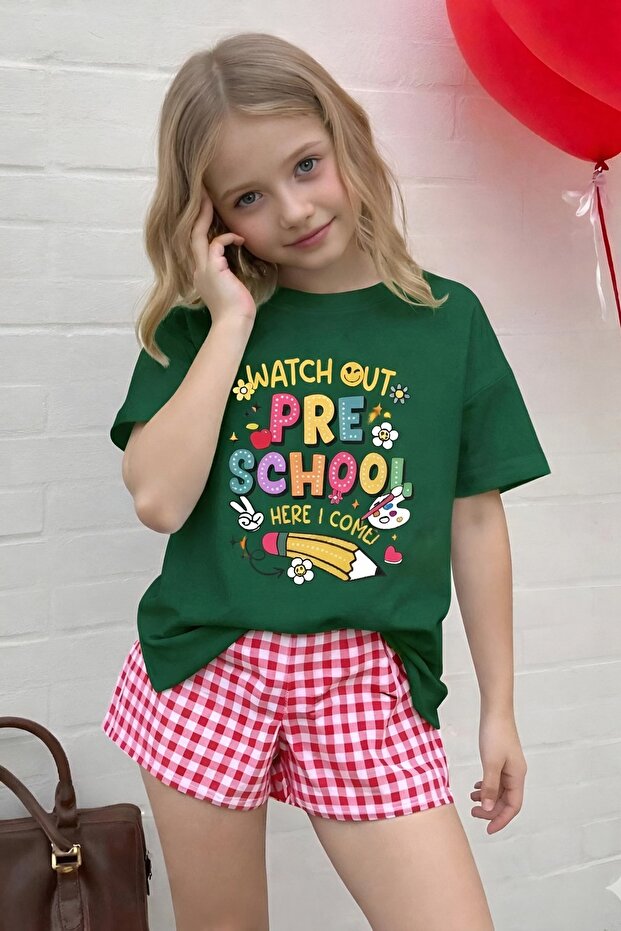 Pre School Printed Unisex Children's T-Shirt 2Gh5
