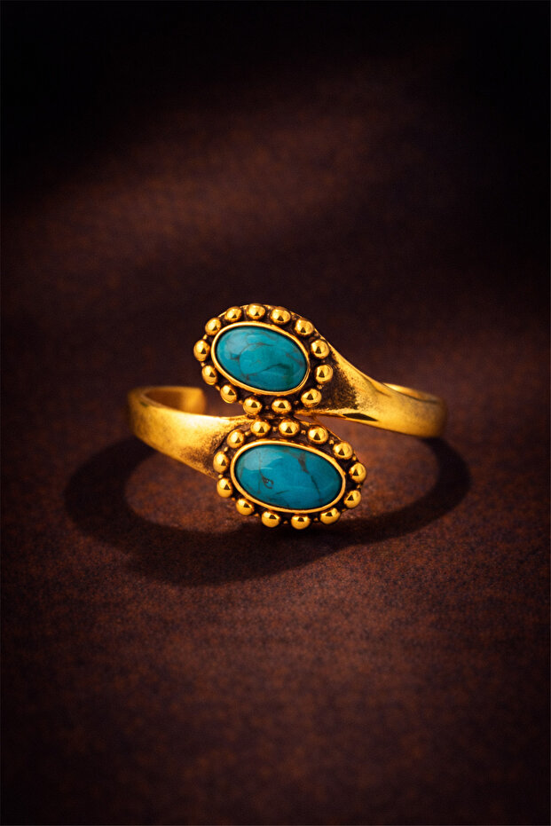 Natural Stone Brass Ring
