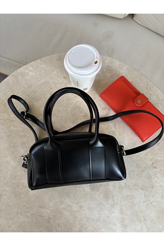 Siyah mini baget çanta - 2