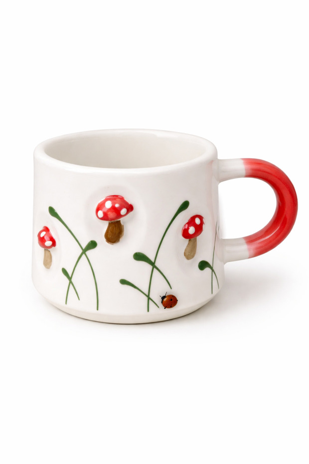 Mushroom Pattern Special Handcrafted Mug 200ml - 2