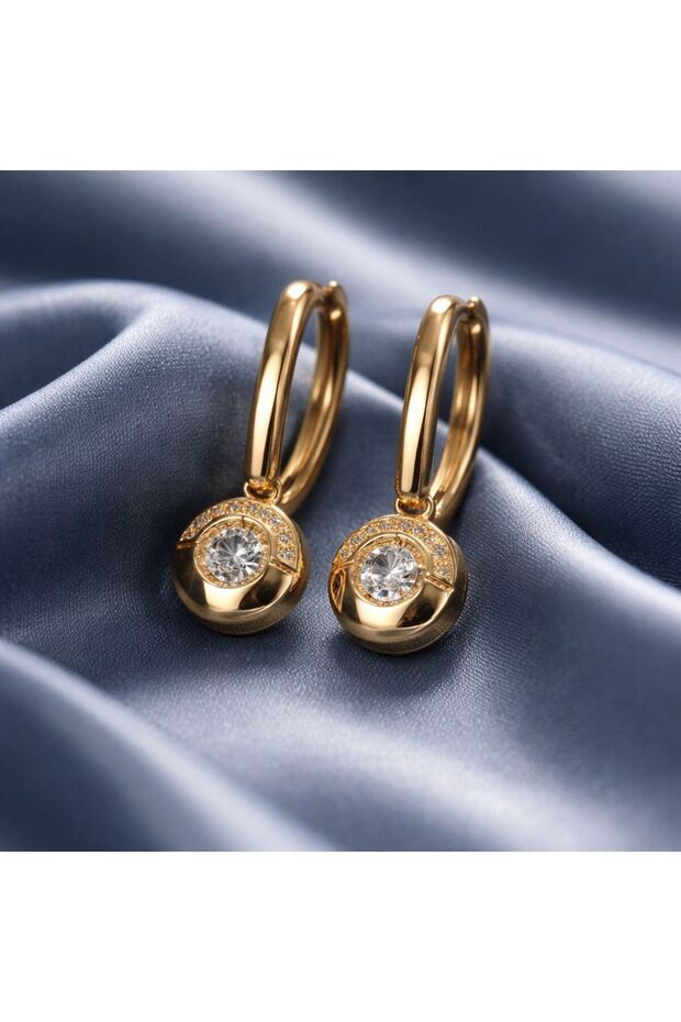 Xuping Jewelry Modern Design Stone-Set Gold Stylish Earrings