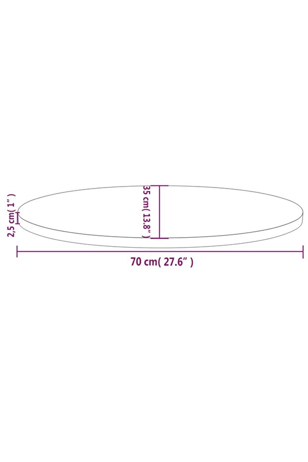 Table top, white, 70x35x2.5 cm, solid pine wood, oval - 6