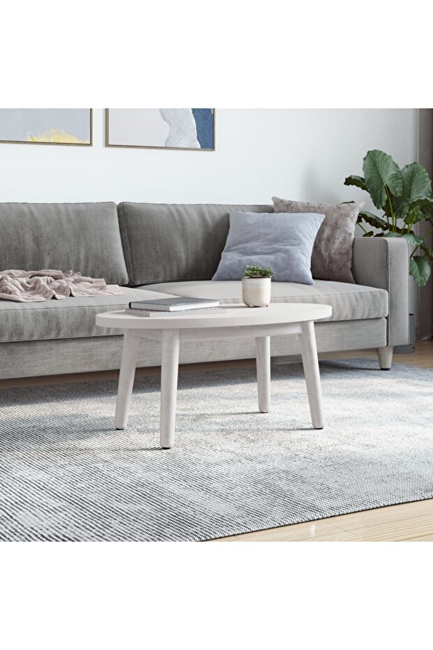 Table top, white, 70x35x2.5 cm, solid pine wood, oval - 1