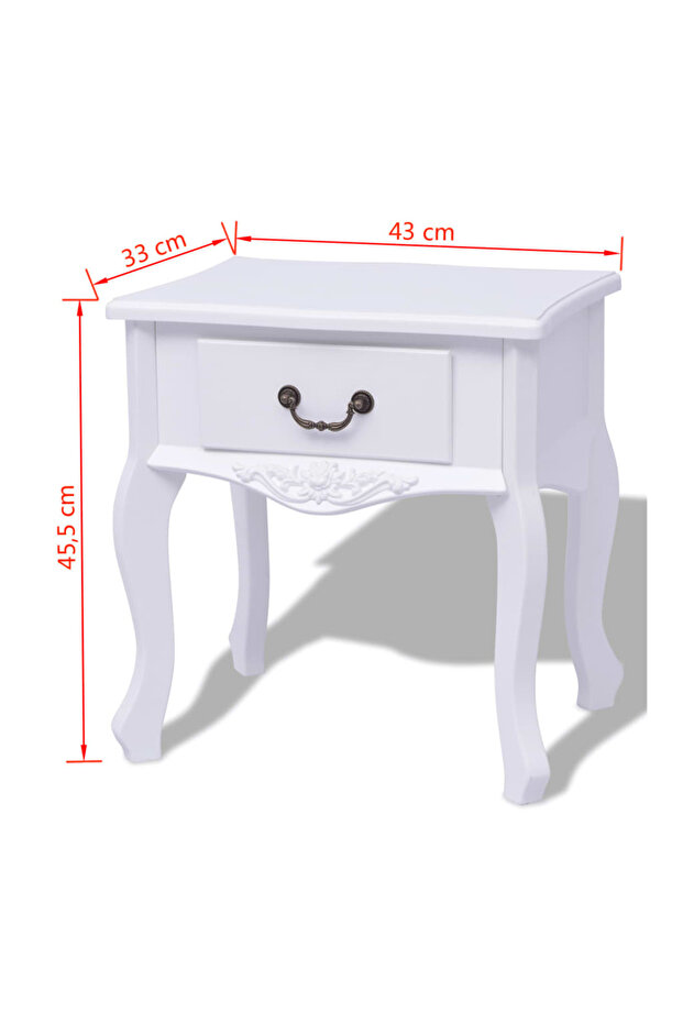 Noptieră din MDF, alb - 4