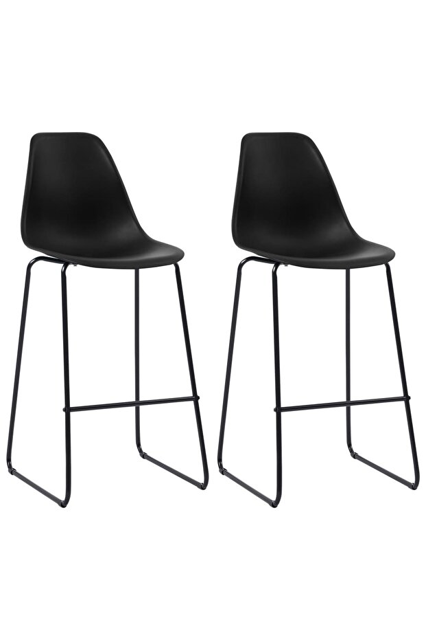 Scaune de bar, 2 buc., negru, plastic - 1