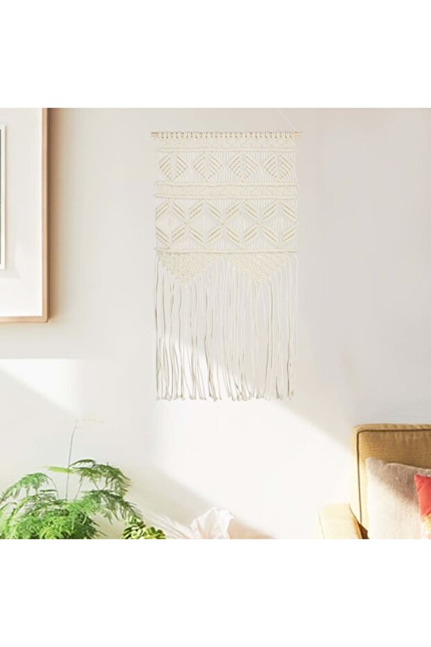 Cuier de perete macrame, 40x80, bumbac - 1