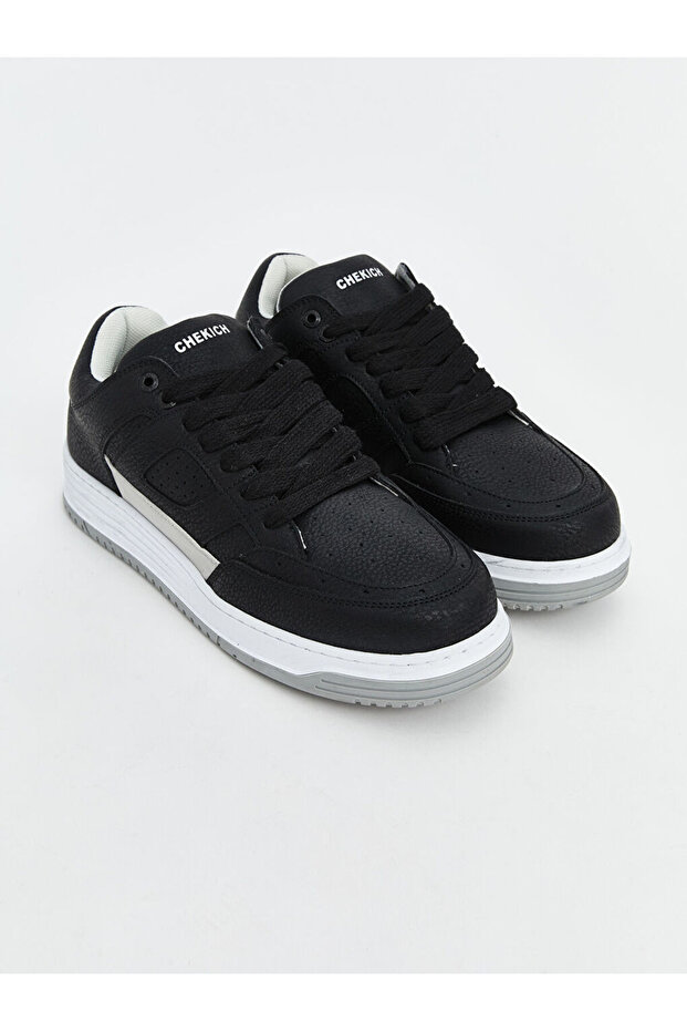 Men's Black Lace-Up Sneakers