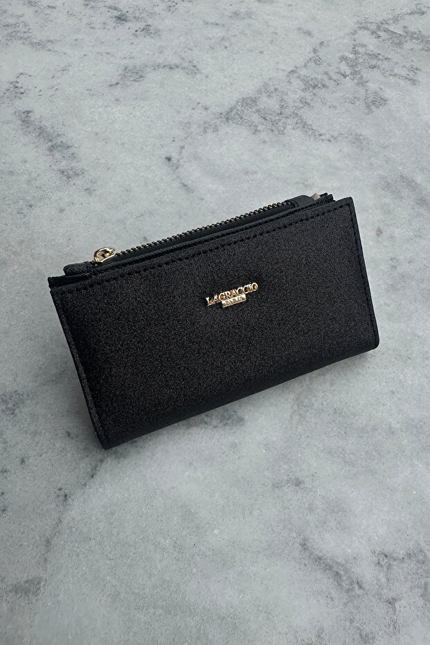 La'Graccio Paris Chıla Women Glittery Wallet Black Glittery