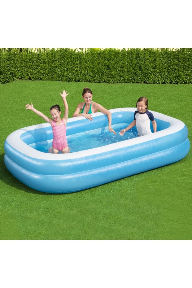 Inflatable pool, blue/white, 262x175x51 cm rectangular - 1