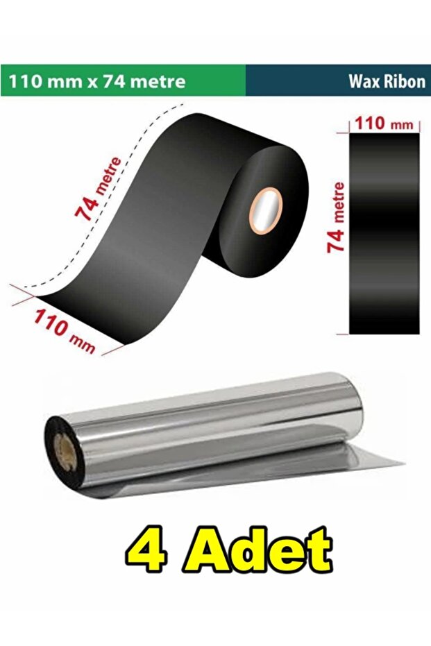 Datamax E-Class 110 mm X 74 Mt Wax Ribon Out 1/2 Inch (4 Pieces)