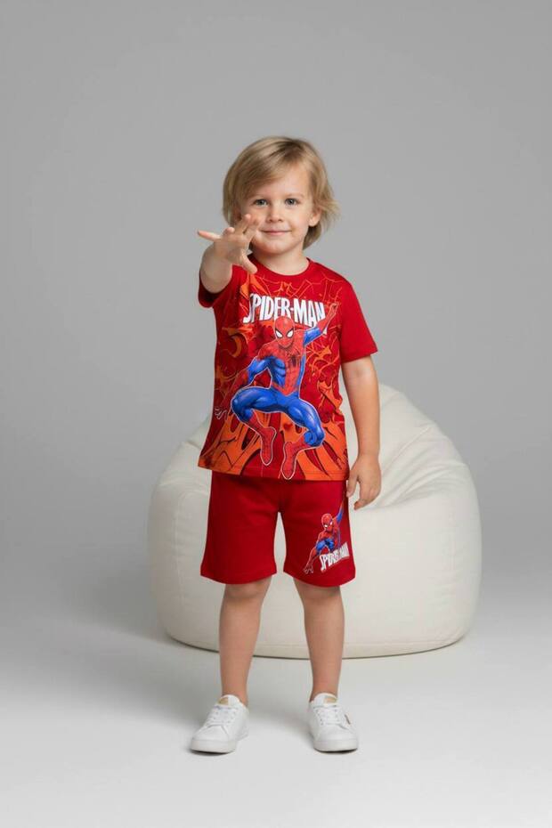 Pjkskt Ö.Adam Patterned Boy's Short Sleeve Set with Shorts 6608