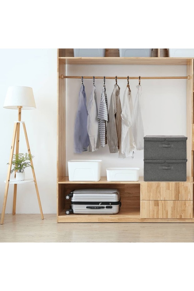 Storage boxes 2 pcs. anthracite 50x30x25 cm textile material