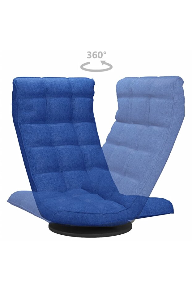 Scaun de podea pivotant, albastru, material textil - 5
