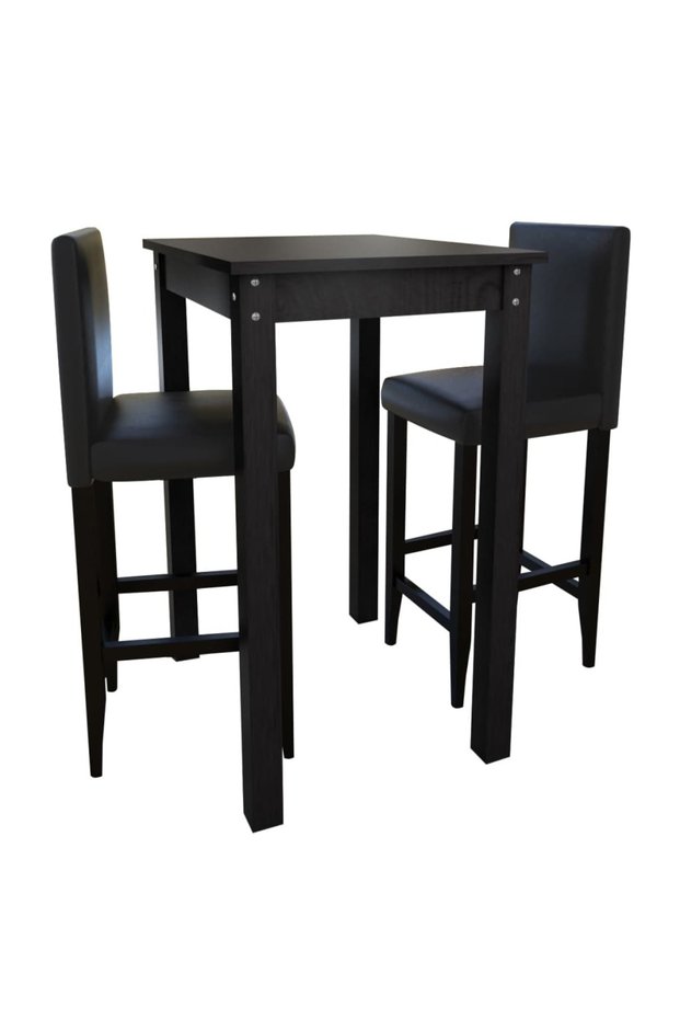 Bar table with 2 bar stools, black