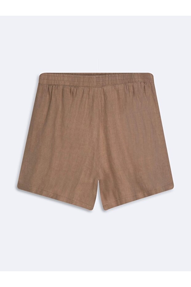 Beli Lastikli Basic Kahverengi Şort - 2