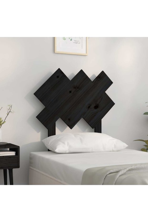 Bedside table, black, 72.5x3x81 cm, solid pine wood