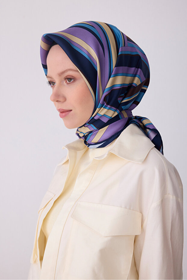 Geometric Pattern Silk Twill Scarf (t) 4311-85 - 1
