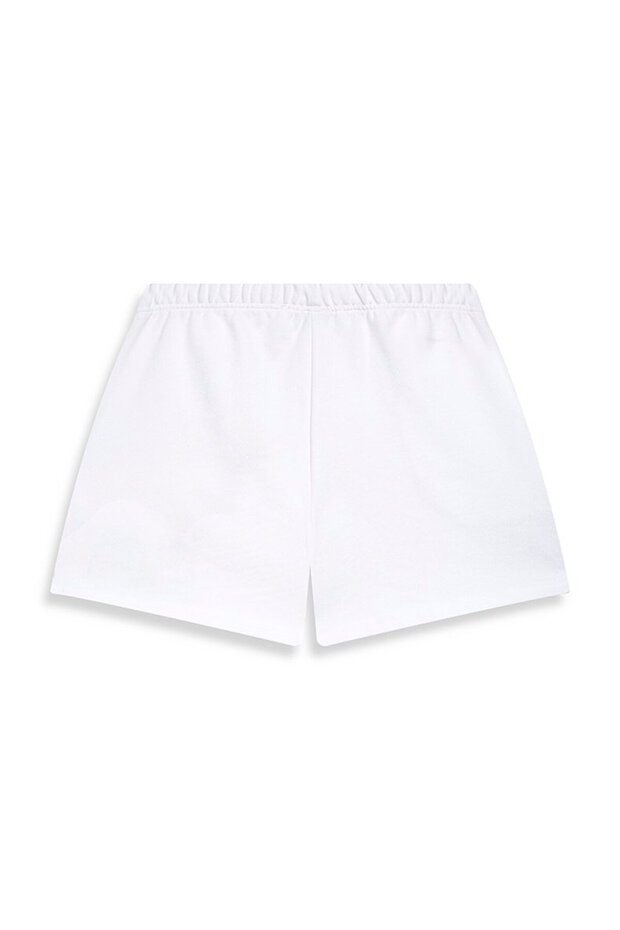 La Patch Detaylı Örme Beyaz Şort - 4