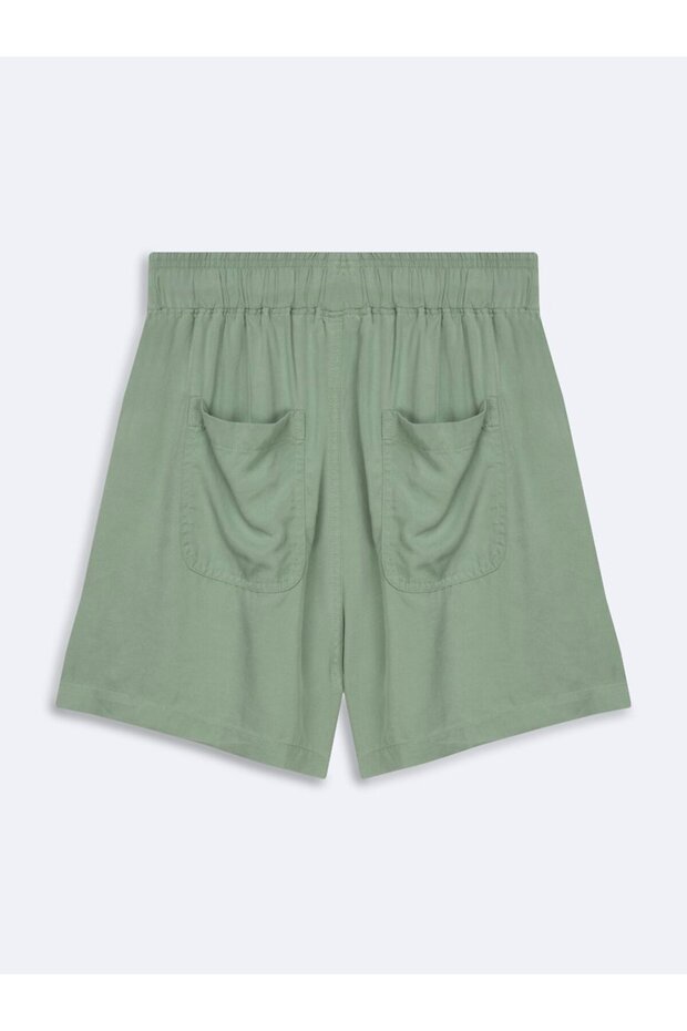 Beli Lastikli Basic Yeşil Şort - 2