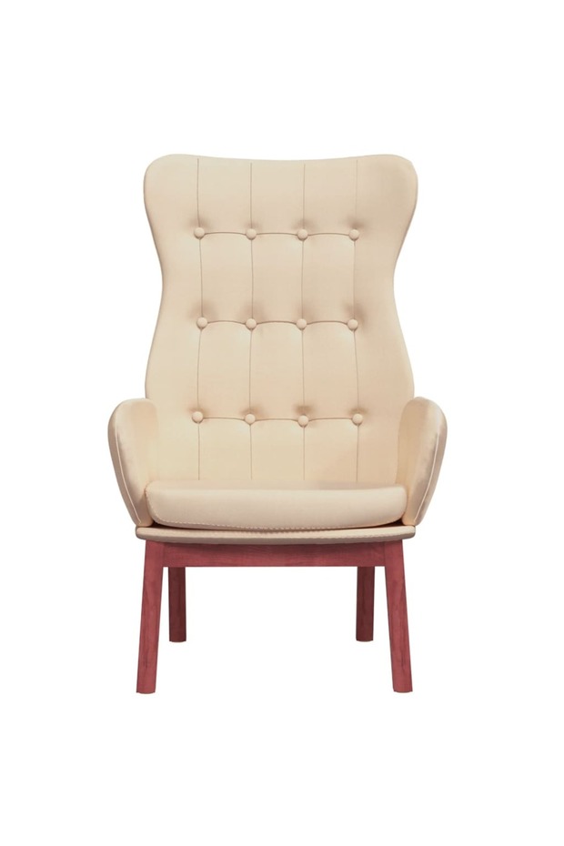 Scaun de relaxare, crem, material textil - 3