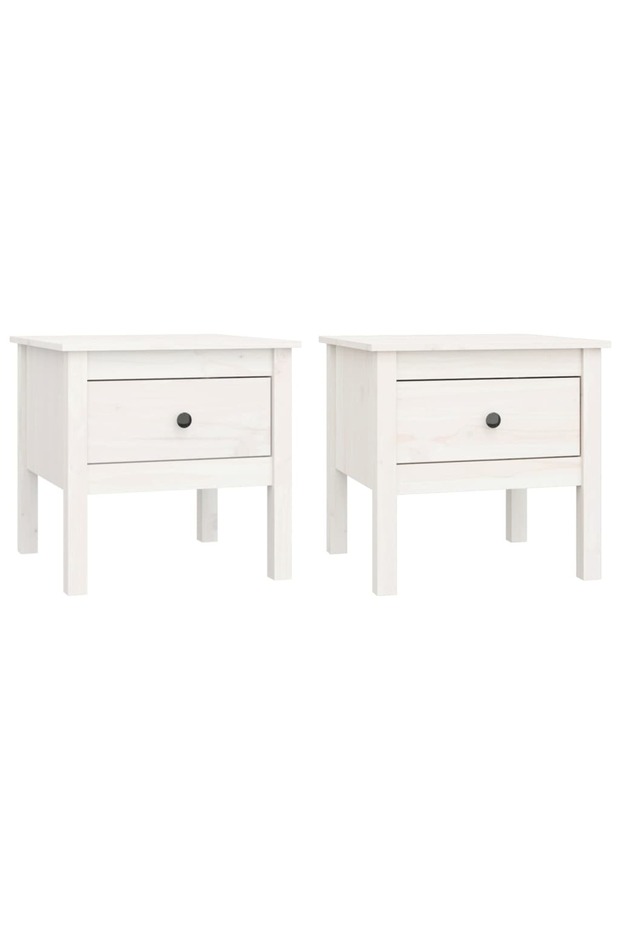 Side tables, 2 pcs., white, 50x50x49 cm, solid pine wood - 2