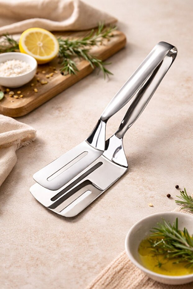 Stainless Steel Kitchen Tongs and Grill Serving Spatula
