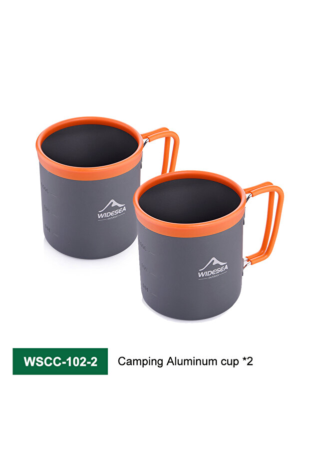 طقم أدوات طهي القهوة والتخييم من وايد سي WSCC-102-2، أدوات مائدة خارجية، كوب شاي، كوب قهوة