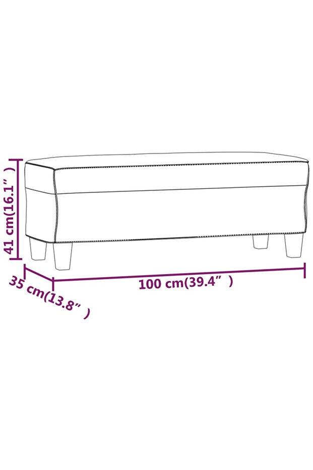 Bench, dark grey, 100x35x41 cm, microfiber - 7
