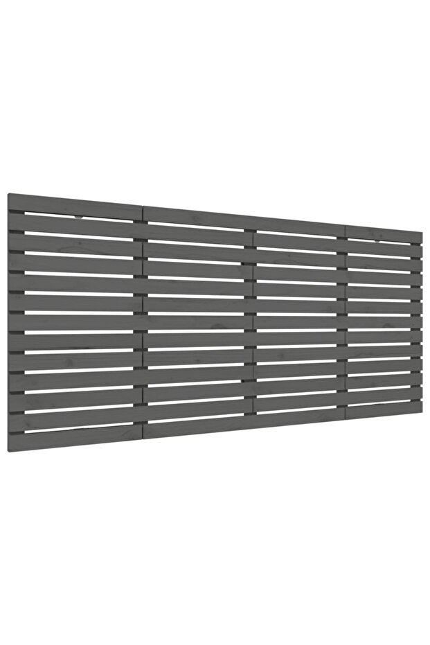 Wall-mounted headboard, gray, 166x3x91.5 cm, solid pine wood - 2