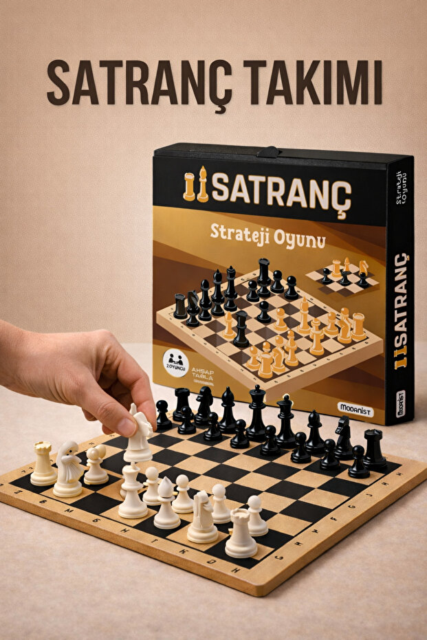 Gargamel Ahşap Satranç Takımı 30x30 cm | Satranç Seti | Zeka ve Strateji Oyunu | Çocuk ve Yetişkin İçin