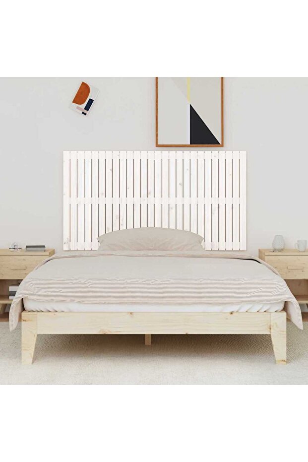 Wall-mounted headboard, white, 166x3x90 cm, solid pine wood - 3